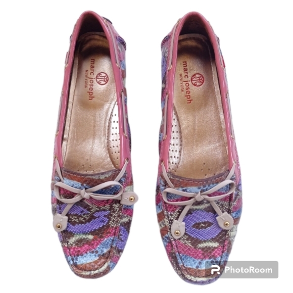 🩷Marc Joseph New York Cypress Hill Multi Camelia Snake Leather Moccasin S… - Picture 4 of 14